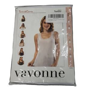 Vavonne Women's Lace Camisole Tank Top Sz Large Soft Sexy Lot of 2 White & Black